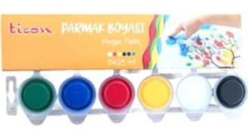 Ticon Yıkanabilir 25 ml 6'lı Çok Renkli Parmak Boyası