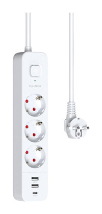 Fulltech Hoala 3'lü Soket Kablolu 3 m 2'li USB Çiftli Akım Korumalı Priz
