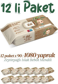 Fibril Zeytinyağlı 90 Yaprak 12'li Islak Mendil