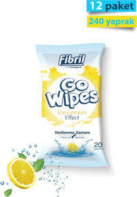 Fibril Go Wipes Ice Lemon 20 Yaprak 12'li Islak Mendil