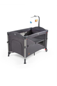 Baby2go Camellia Aliminyum 28 kg Kapasiteli Ayarlanabilir Taşınabilir Katlanabilir Ara Katlı 70x110 cm Sallanan Anne Yanı Park Yatak Gri