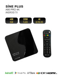 Sine Plus A80 32GB Kapasiteli 4 GB Ram Wifi 4K Android TV Box