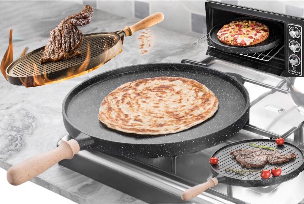 Altunay Hamarat Çift Taraflı Granit 33 cm Grill Tava