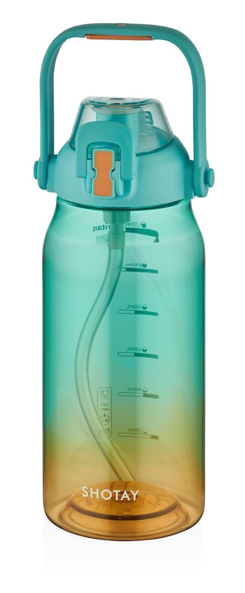 Shotay Gradient Pipetli Mavi Plastik Okul Çocuk Matara 1.5 lt