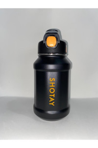 Shotay ST-8238 Pipetli Siyah Çelik Spor Matara 720 ml
