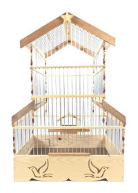Naturbird Norveç Çatılı Altıgen Metal Kanarya Kafesi Kahverengi