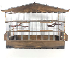 Naturbird Ahşap Salma Çatılı Beşgen Ahşap Kanarya Kafesi Kahverengi