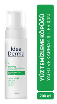 İdea Derma Salisilik Asit Alkolsüz Tüm Ciltler Su Bazlı Yüz Yıkama Köpüğü 200 ml
