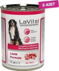 Lavital Kuzu Etli Parça Etli Yetişkin Köpek Maması 400 gr 6'lı