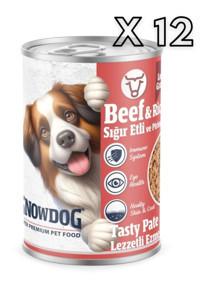 Snow Dog Premium Sığır Etli Kıyılmış Yetişkin Köpek Maması 400 gr 12'li