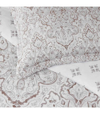 Taç Cassandra Saten 4 Mevsim 200x220 cm Çarşaflı Fitilli Çift Kişilik Nevresim Takımı Gri