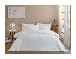 Özdilek Violet Pamuk 4 Mevsim 200x220 cm Çarşaflı Düz Çift Kişilik Nevresim Takımı Beyaz