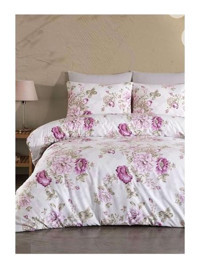 Jolly Home Lina Pamuk 4 Mevsim 200x220 cm Çarşaflı Çift Kişilik Nevresim Takımı Mürdüm