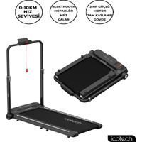 Icotech T10 Pro 120 kg Kapasiteli Motorlu Katlanabilir Koşu Bandı Siyah