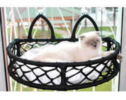 Furnia Vantuzlu Tek Fonksiyonlu Cama Yapışan Kedi Yatağı Siyah
