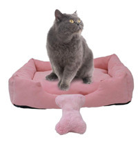 Evene Yıkanabilen Tek Fonksiyonlu 65x45 cm Minder Kedi Yatağı Pembe