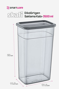 Smartware Skali Dikdörtgen Plastik Saklama Kabı 6x3.5 lt Siyah