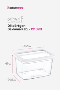 Smartware Skali Dikdörtgen Plastik Saklama Kabı 6x1.21 lt Beyaz