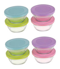 Lav Yuvarlak Cam-Plastik Saklama Kabı 8x250 ml