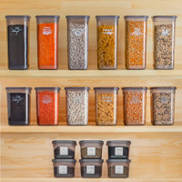 Porsima Set Kare Plastik Saklama Kabı 4x600 ml-4x1.3 lt-4x1.9 lt