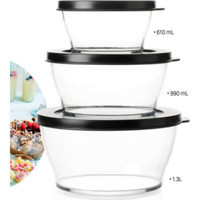 Tupperware Royal Set Yuvarlak Plastik Saklama Kabı 3x610 ml-990 ml-1.3 lt
