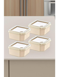 Smartware Q-Box Latte Kare Plastik Saklama Kabı 4x350 ml