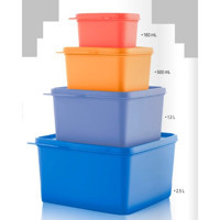 Tupperware Set Dikdörtgen Plastik Saklama Kabı 4x160 ml-500 ml-1.5 lt-2 lt