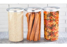 Vip Ahmet Krom Kapak Silindir Plastik Saklama Kabı 12x1.25 lt