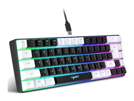 Hxsj V200 İngilizce Q RGB Kablolu Beyaz-Siyah Mekanik Hisli Gaming Klavye