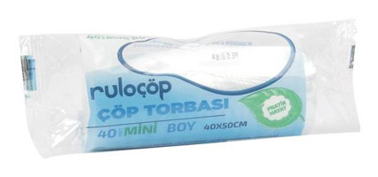 Ruloçöp Şeffaf Mini Boy 40x50 cm Çöp Poşeti 40 Adet Şeffaf