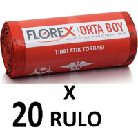 Florex Orta Boy 55x60 cm Çöp Poşeti 20x25 Adet Kırmızı