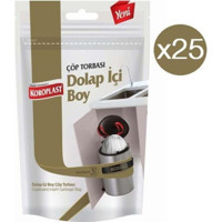 Koroplast Büzgülü Dolap İçi Boy 45x50 cm Çöp Poşeti 25x10 Adet Beyaz