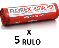 Florex Battal Boy 72x95 cm Çöp Poşeti 5x10 Adet Kırmızı