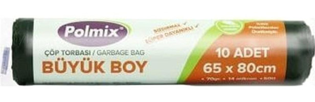 Polmix Büyük Boy 65x80 cm Çöp Poşeti 5x10 Adet Siyah