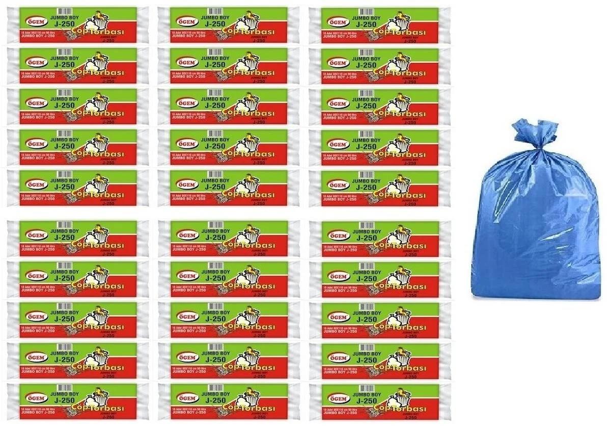 Ögem J-250 Jumbo Boy 80x110 cm Çöp Poşeti 30x10 Adet Mavi