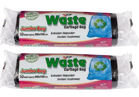 Sa Waste Jumbo Boy 80x110 cm Çöp Poşeti 2x10 Adet Siyah
