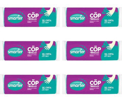 Smarter Orta Boy 55x60 cm Çöp Poşeti 6x15 Adet Yeşil