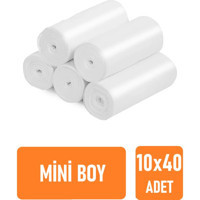 Akalın Professional Cleaning Products Şeffaf Mini Boy 44x45 cm Çöp Poşeti 10x40 Adet Beyaz