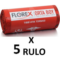 Florex Orta Boy 55x60 cm Çöp Poşeti 5x25 Adet Kırmızı