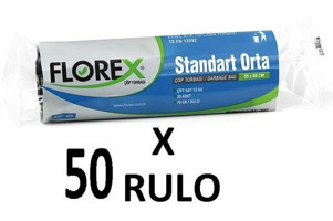 Florex Orta Boy 55x60 cm Çöp Poşeti 20x50 Adet Siyah