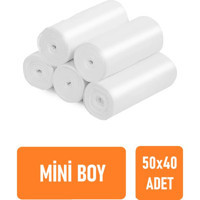 Akalın Professional Cleaning Products Şeffaf Mini Boy 44x45 cm Çöp Poşeti 50x40 Adet Beyaz