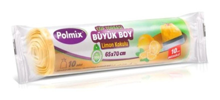 Polmix Limon Kokulu Büzgülü Orta Boy 55x60 cm Çöp Poşeti 50x10 Adet Sarı