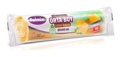 Polmix Limon Kokulu Büzgülü Orta Boy 55x60 cm Çöp Poşeti 3x10 Adet Sarı
