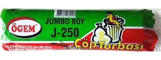 Ögem J-250 Jumbo Boy 80x110 cm Çöp Poşeti 10 Adet Siyah