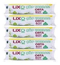 Lixo Orta Boy 55x60 cm Çöp Poşeti 5x10 Adet Mavi