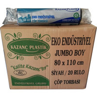 Kazanç Endüstriyel Jumbo Boy 80x110 cm Çöp Poşeti 20x10 Adet Siyah