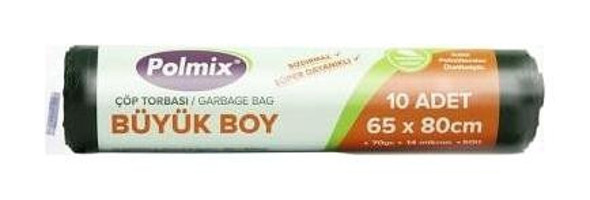 Polmix Büyük Boy 65x80 cm Çöp Poşeti 50x10 Adet Siyah