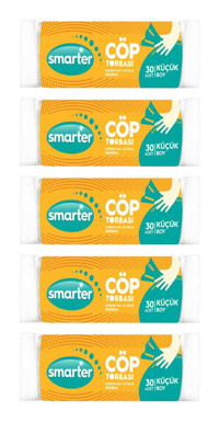 Smarter Şeffaf Küçük Boy 40x50 cm Çöp Poşeti 5x30 Adet Beyaz