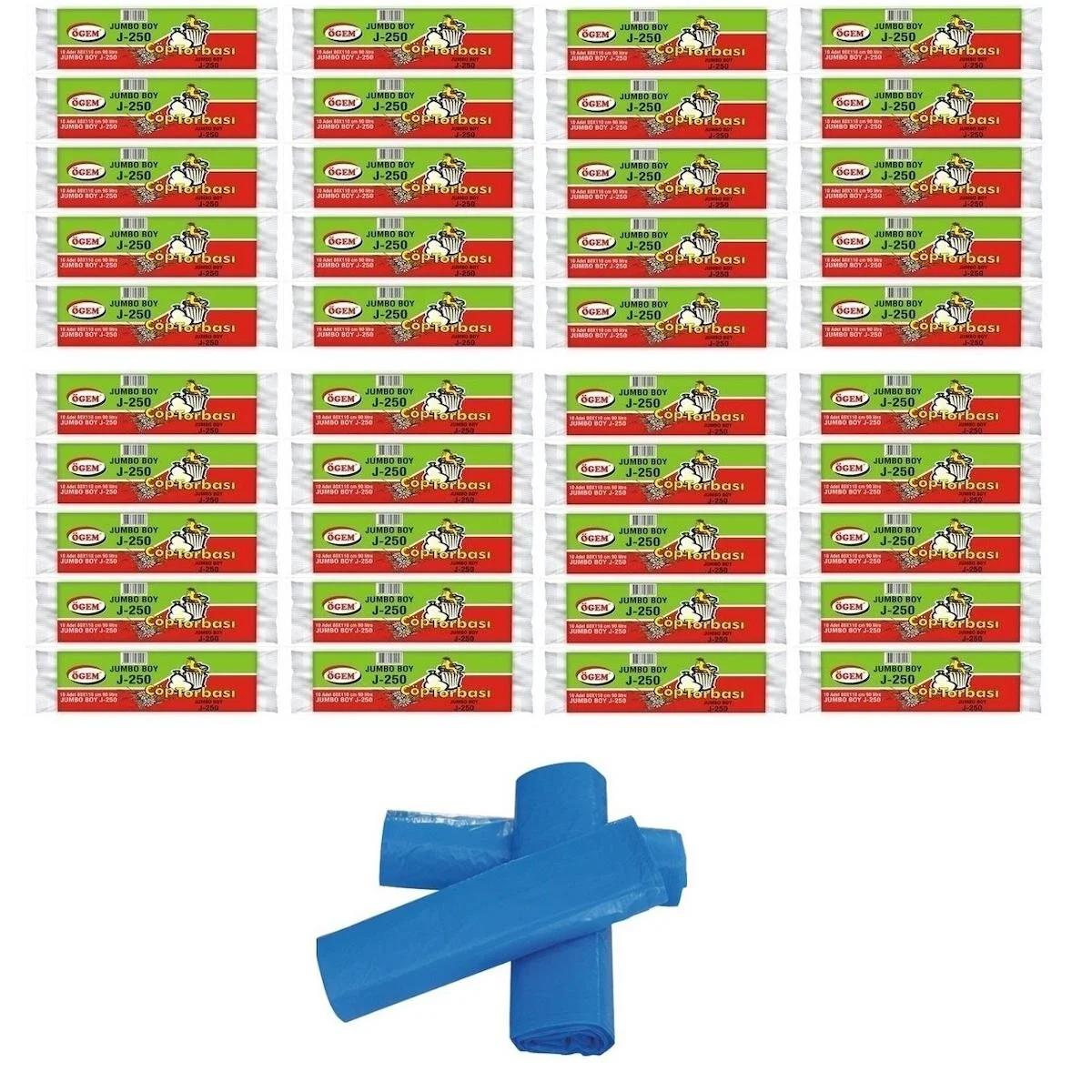 Ögem J-250 Jumbo Boy 80x110 cm Çöp Poşeti 40x10 Adet Mavi
