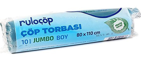 Ruloçöp Jumbo Jumbo Boy 80x110 cm Çöp Poşeti 20x10 Adet Mavi